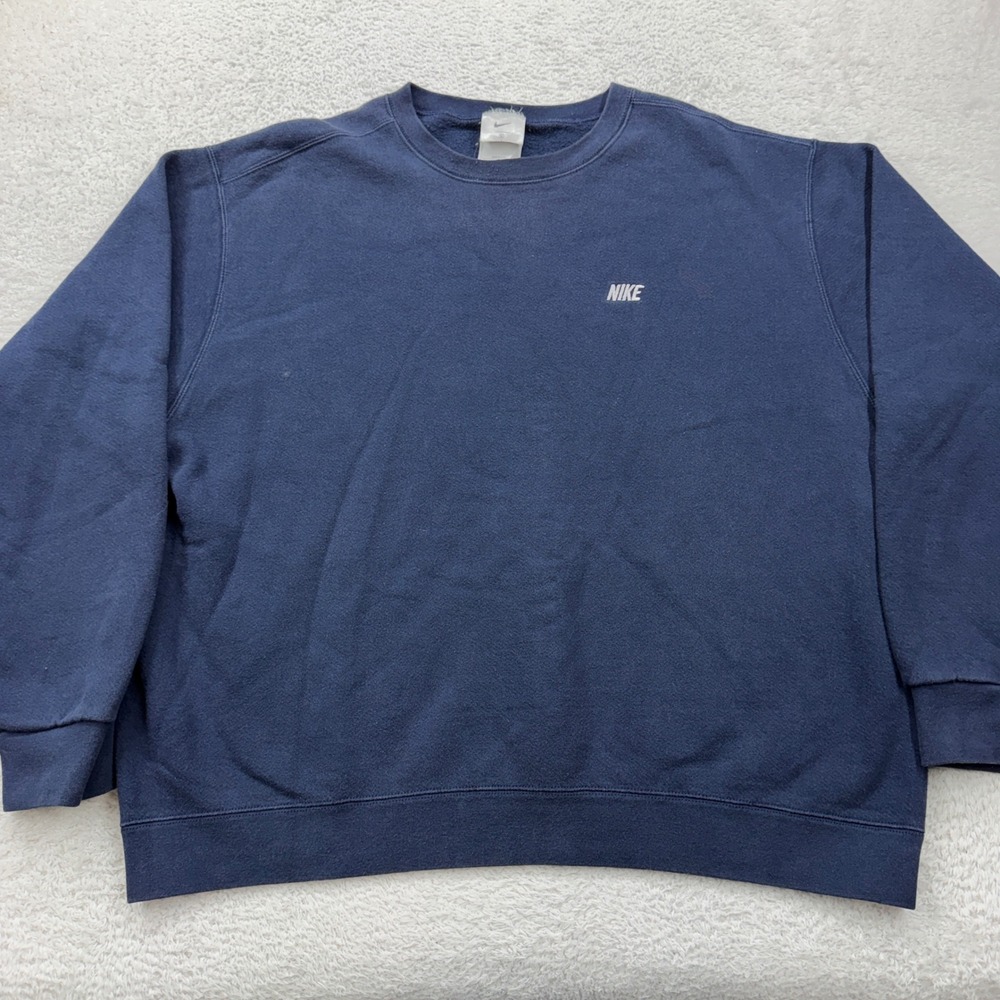 Vintage Nike Crewneck Sweatshirt Navy Blue Made in USA Embroidered Logo XL 7208